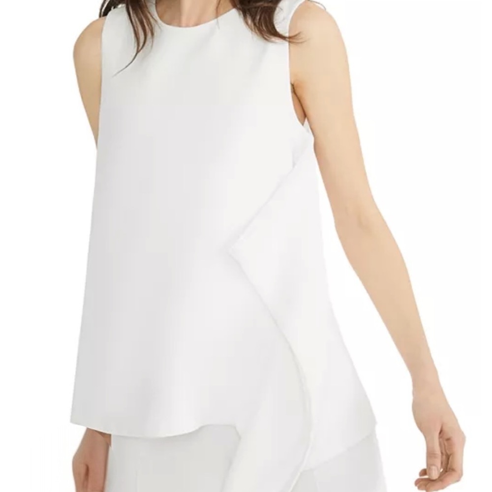 Max Mara Caldeo Side Ruffled Top White Size IT40 US6